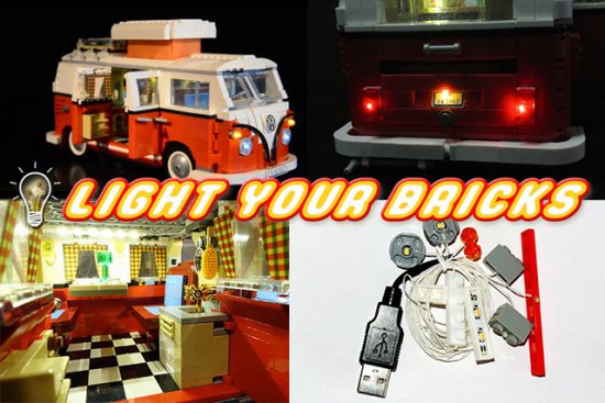 LED Light Kit für Lego Volkswagen T1 Campingbus VW Bus (10220) Bulli - mit Kennzeichenbeleuchtung!